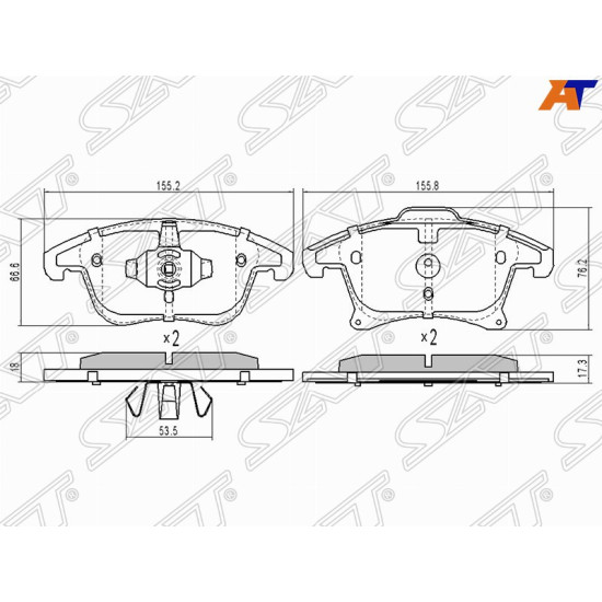 Колодки тормозные перед FORD MONDEO 14- SAT