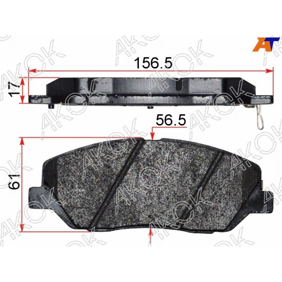 Колодки тормозные перед KIA SORENTO 09- HYUNDAI SANTA-FE 06- AKOK