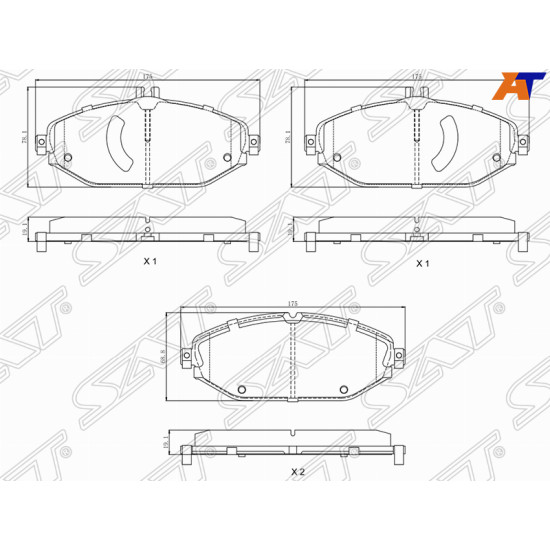 Колодки тормозные перед MERCEDES C-CLASS W205 14-18/ E-CLASS W213 16- SAT