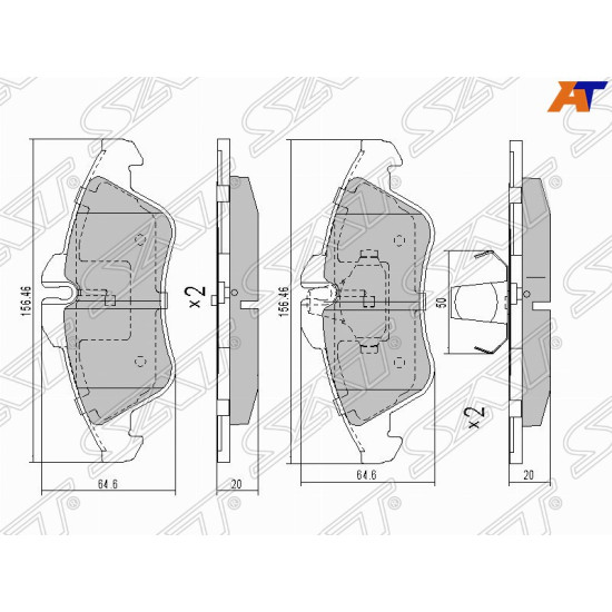 Колодки тормозные перед MERCEDES SPRINTER 95-06 SAT