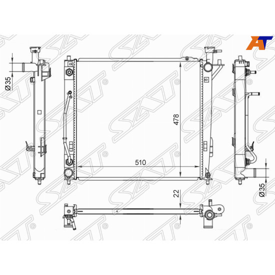 Радиатор KIA SORENTO 09-/SANTA FE 12- 2.2CRDi (тип Halla) SAT