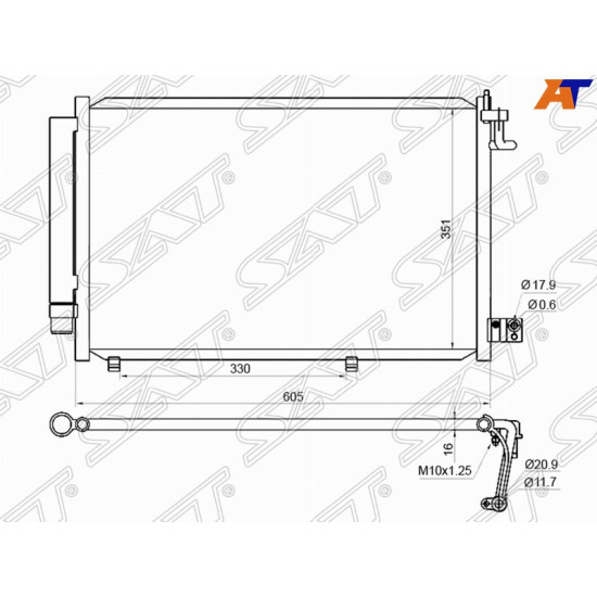 Радиатор кондиционера FORD FIESTA 09- SAT