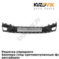 Решетка переднего бампера (под противотуманные фары) Kia Rio 3 (2015-2017) рестайлинг KUZOVIK