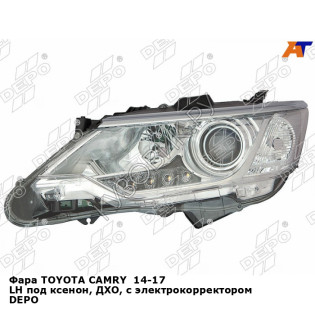 Фара TOYOTA CAMRY  14-17 лев под ксенон, ДХО, с электрокорректором DEPO